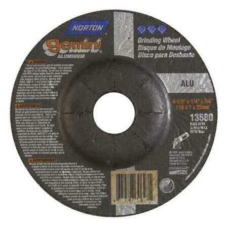 NORTON CO 4.5 Diameter x 0.25 in. Thick x 0.87 in. Hole Size Depressed Center Wheel - Type 27 547-66252842034